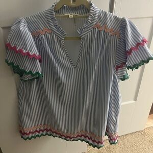 Entro Striped Blouse in Blue and White